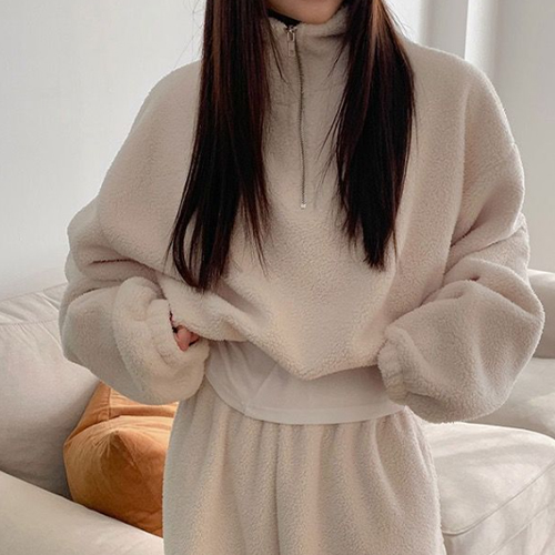 뽀글이 하이넥 트레이닝 세트