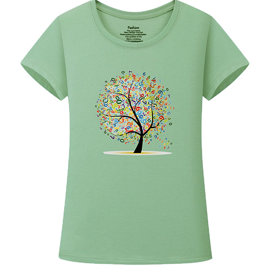 [당일발송]컬러풀 숫자 트리 스판 반팔 티셔츠