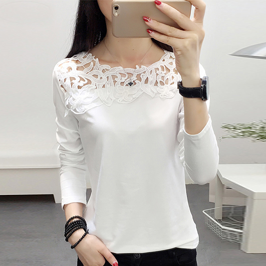 소프트 모티브 레이스 스판 티셔츠