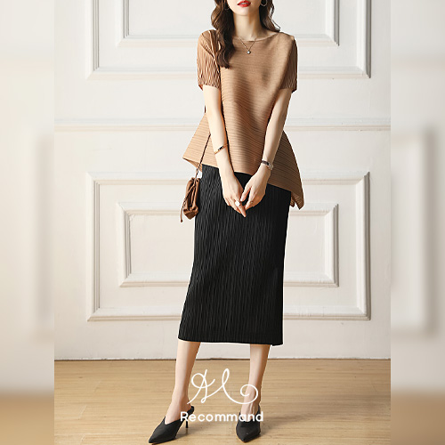 착한 플리츠 A라인 블라우스