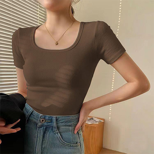 ◈[당일발송] 예쁜 쇄골 스퀘어넥 여름 반팔 티셔츠