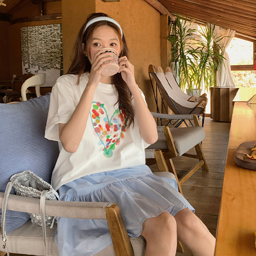 ◈[당일발송] 버블 하트 박시핏 반팔 티셔츠