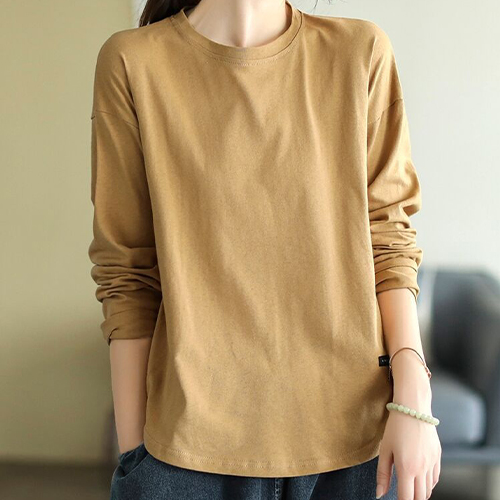 [당일발송] 베이직 라벨 트임 긴팔 티셔츠 