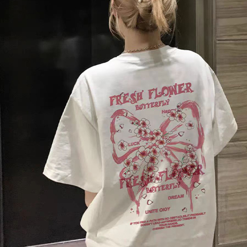 플라워 버터플라이 반팔 티셔츠