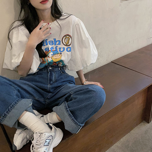 ◈[당일발송] 페스티벌 퍼프소매 티셔츠