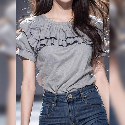 ◈[당일발송] 더블 프릴 반팔 티셔츠