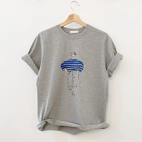 캐주얼 프린팅 데일리 반팔티