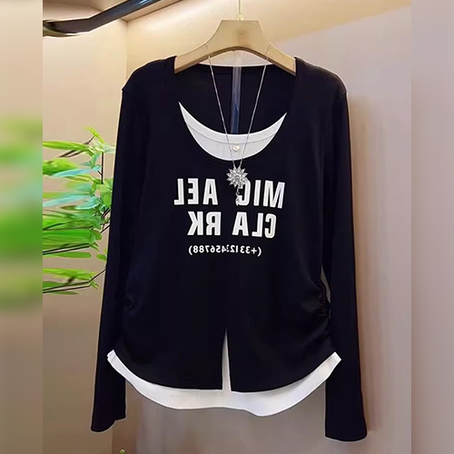 옆셔링 레이어 블랙 티셔츠