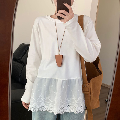 ◈[당일발송] 러블리 레이스 포인트 티셔츠