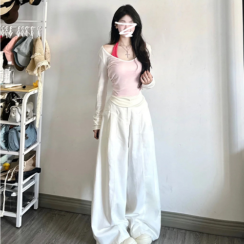 홀터넥 핑크 나시&슬림 긴팔 티셔츠 2SET