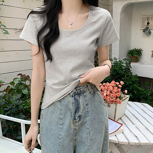 U넥 데일리 무지 티셔츠