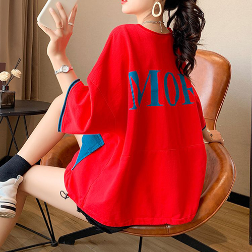 ◈[당일발송] 컬러 레터링 루즈핏 반팔티