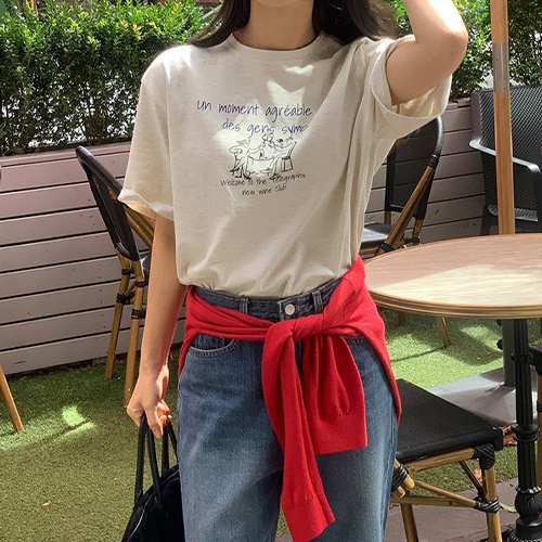 모먼트 루즈핏 면 반팔티