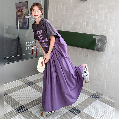 ◈[당일발송] 돈 텔 애니원 반팔티&퍼플 스커트 2SET