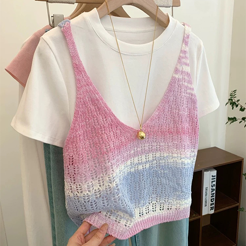 ◈[당일발송] 키치 뷔스티에&베이직 반팔 티셔츠 2SET