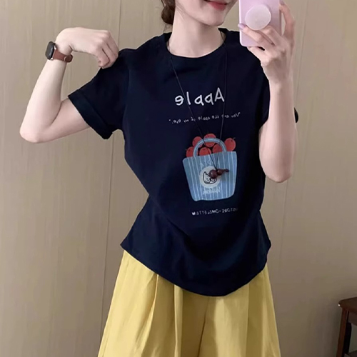 애플 버켓 면혼방 데일리 반팔티