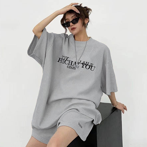 레터링 릴렉스 루즈핏 반팔티&반바지 2SET