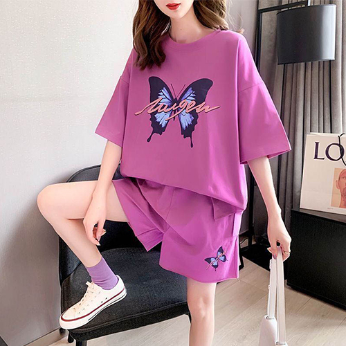 버터플라이 나염 루즈핏 반팔&반바지 2SET