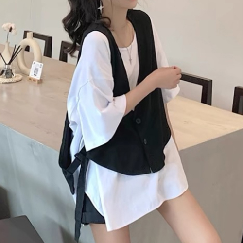 모던 블랙&화이트 루즈핏 티셔츠 베스트 세트