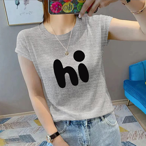 HI 레터링 쾌적 코튼 반팔 티셔츠