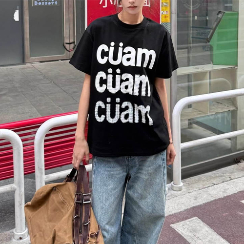 빅 볼드 레터링 루즈핏 반팔 티셔츠