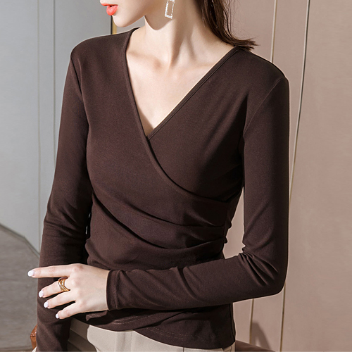 ◈[당일발송] 브이넥 랩 스판 티셔츠