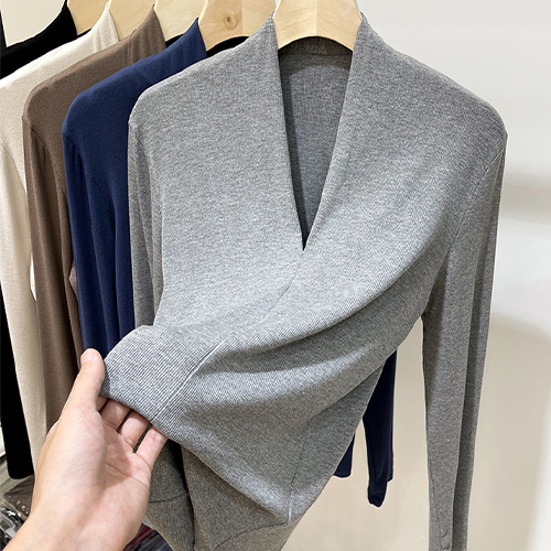 [당일발송]브이넥 심플 골지 긴팔 티셔츠