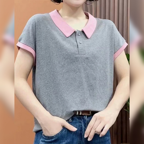 ★자정마감 9990원★배색 반팔 카라 티셔츠