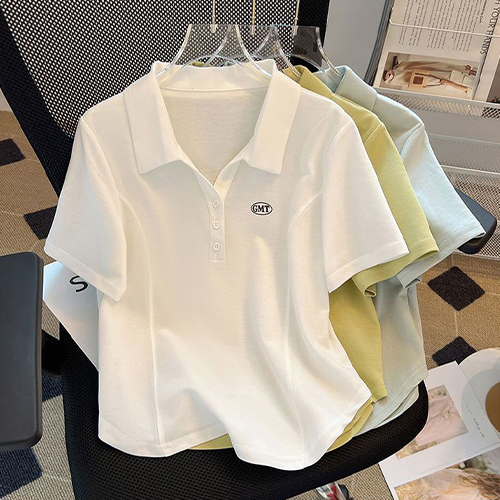 캐주얼 헨리넥 카라 면 반팔티