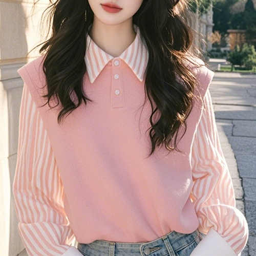 핑크 무드 레이어 티셔츠