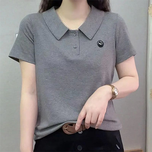 야옹 자수 데일리 반팔 카라티