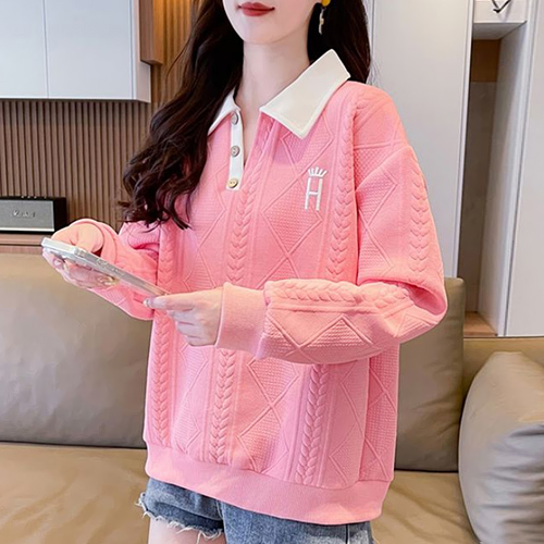 배색 카라 케이블 맨투맨[일반/기모 2종류]