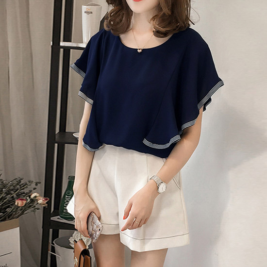 ◈[당일발송] 스트라이프 프릴 블라우스 [BL#3187]