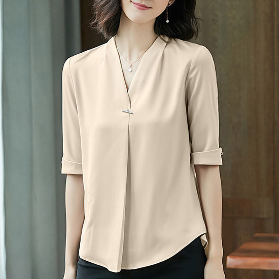 [가.격.인.하 70% SALE]브이넥  장식 주름 블라우스[BL#3173]