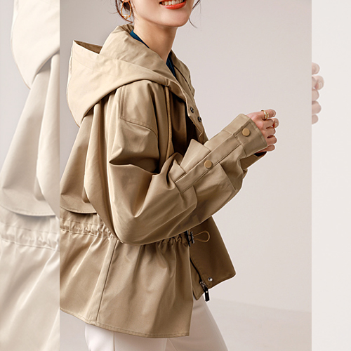 코튼 트렌치 후드 점퍼