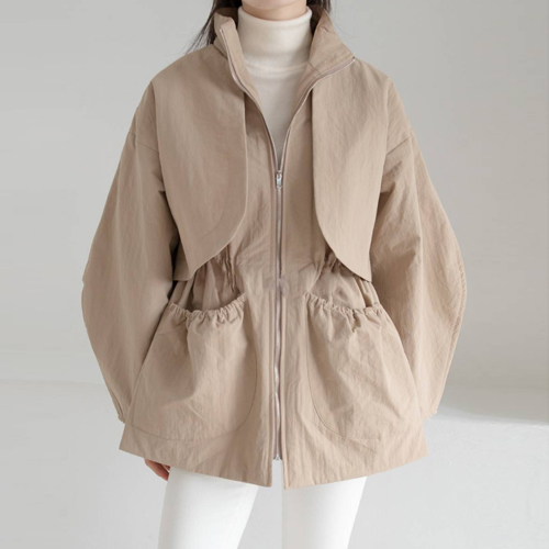 1온스 돌먼 소매 허리 스트링 집업