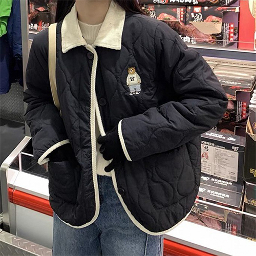 곰돌이 골덴카라 누빔 점퍼