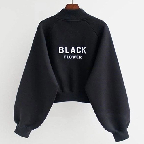 블랙 플라워 집업 점퍼