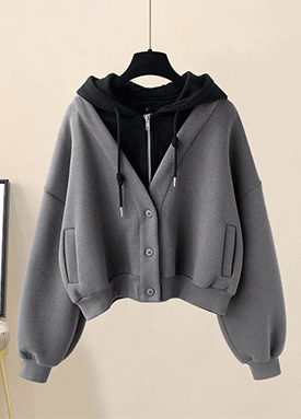 캐주얼 레이어드 후드 점퍼