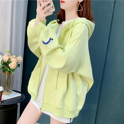 베이직 라벨 포인트 후드 집업