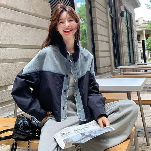 ★화요특가 자정마감 50%★투톤 배색 캐주얼 데님 점퍼