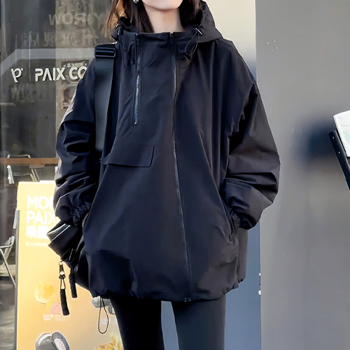 심플 무드 루즈핏 후드 바람막이 점퍼