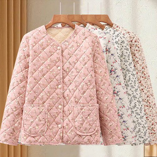 잔꽃 퀼팅 포근한 양털 안감 점퍼