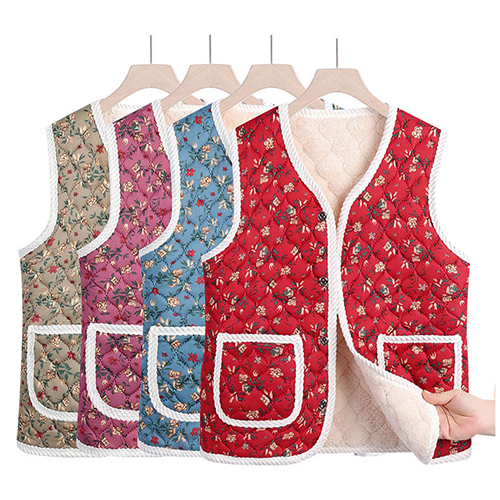 겨울 잔꽃 패턴 양털 조끼