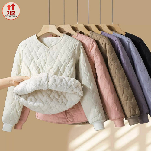  다이아 퀼팅 겨울 기모 점퍼