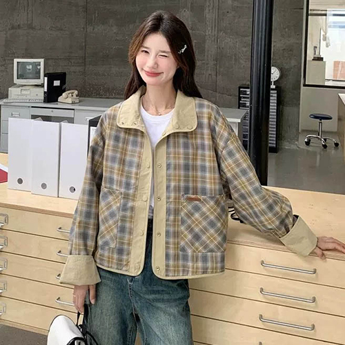 체크 리버시블 루즈핏 점퍼