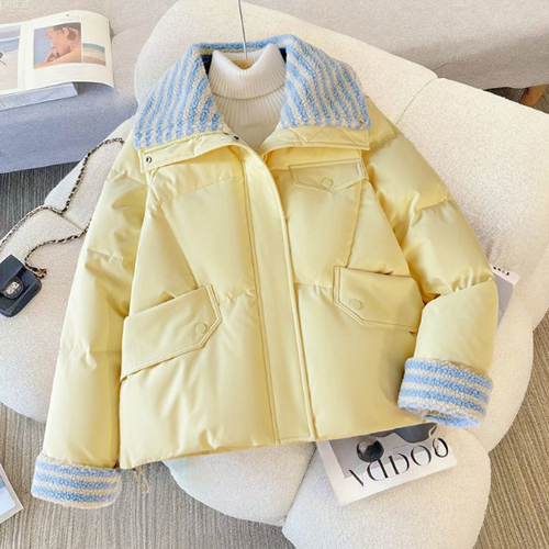 ◈[당일발송] 배색 카라 스트링 패딩 점퍼