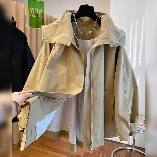 트렌치 후드 루즈핏 바람막이 점퍼