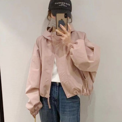 후드 스트링 바람막이 점퍼