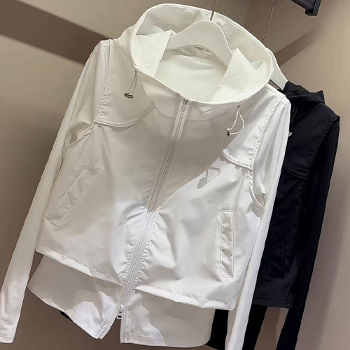 투웨이 유틸리티 조끼 레이어드 후드 점퍼